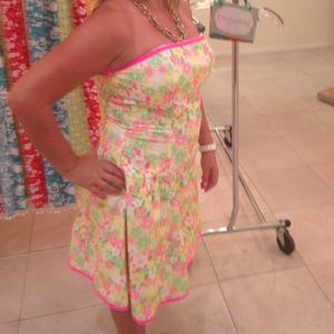 Lilly Pulitzer floral sunbonnet lace dress.
